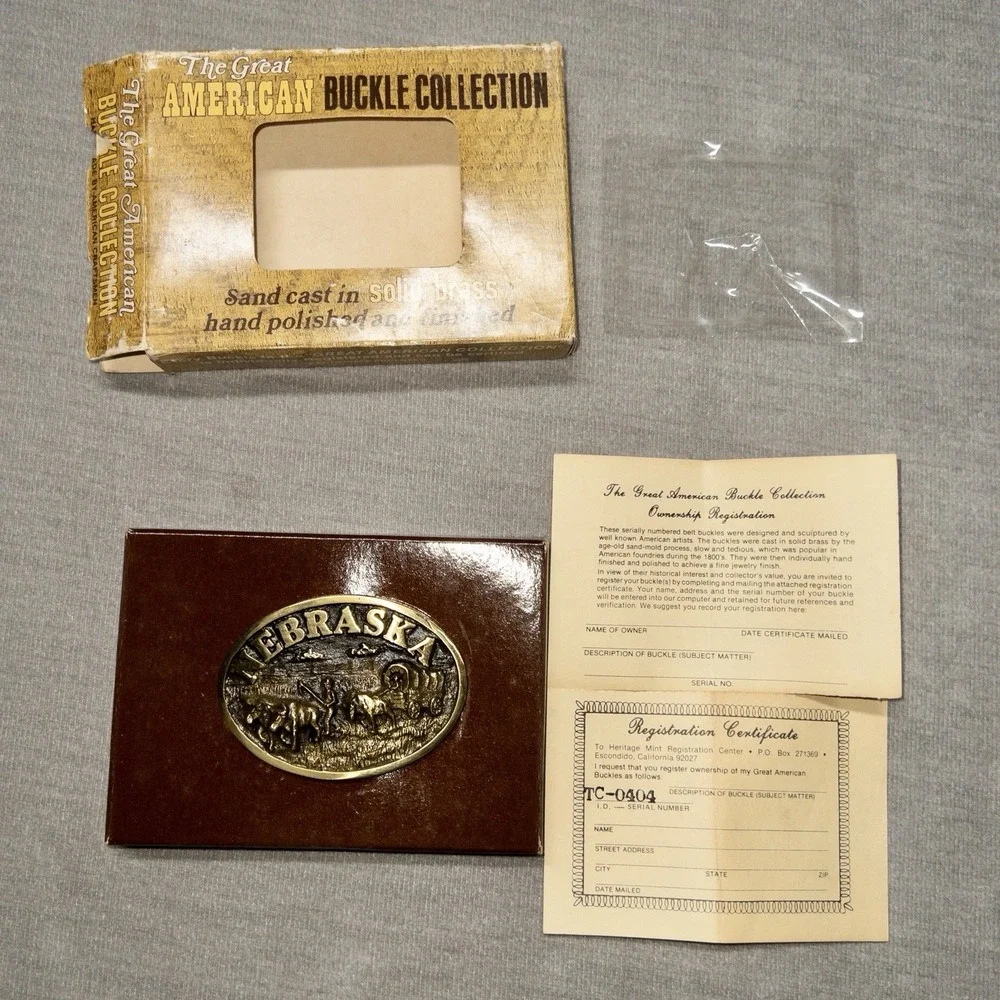The Great American Buckle Collection Nebraska Solid‎ Brass Western Belt Buckle